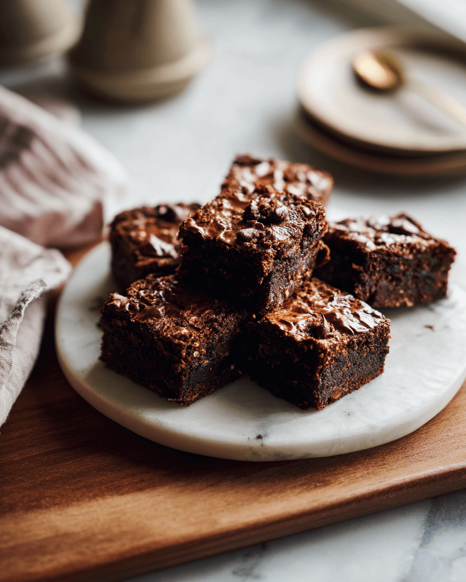 Fudgy zucchini brownies cut into squares, showing moist and rich texture