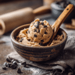 jar filled with edible cookie dough topped with extra chocolate chips