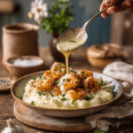Creamy Garlic Shrimp over Mashed Potatoes Comfort Food