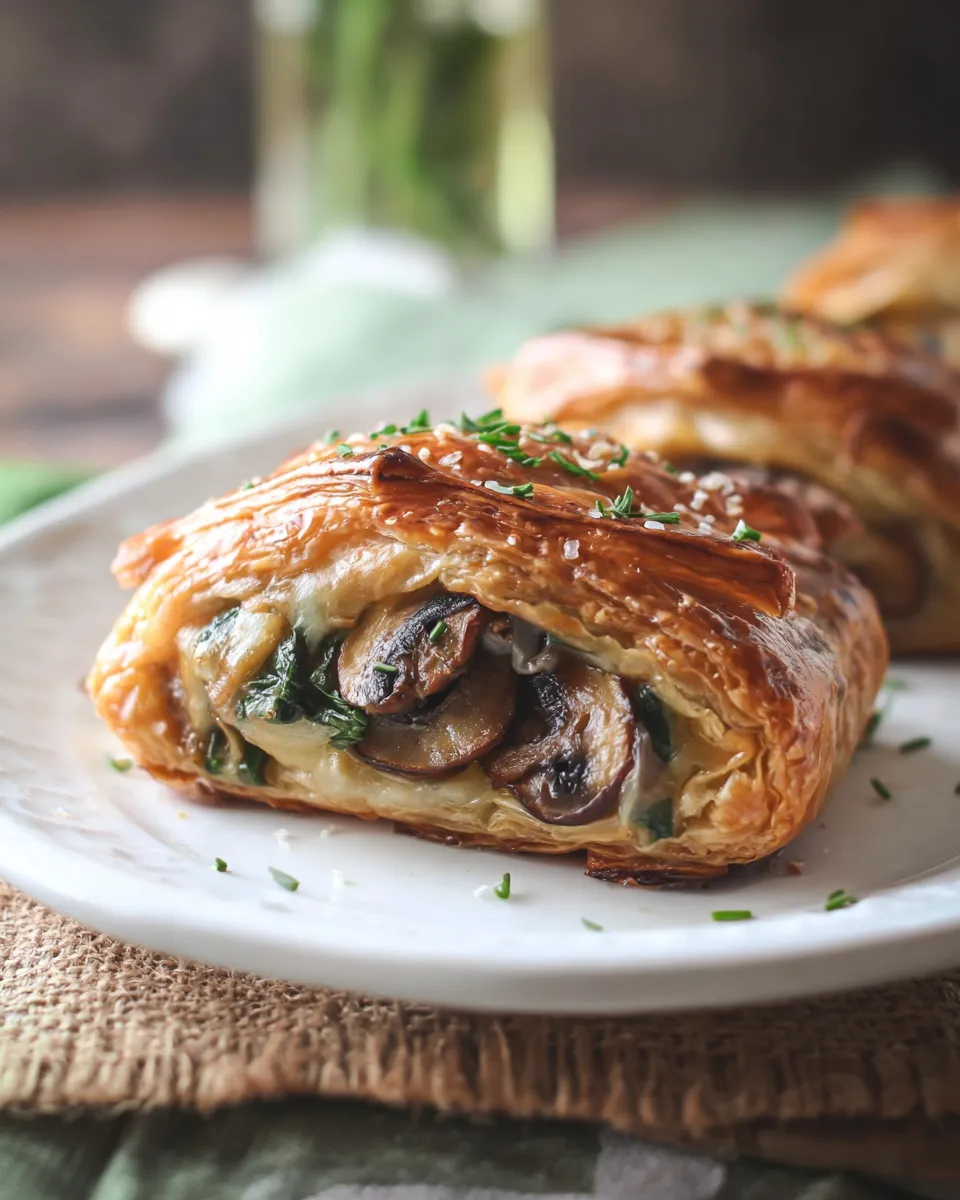 Cheesy Mushroom Spinach Puff Pastry
