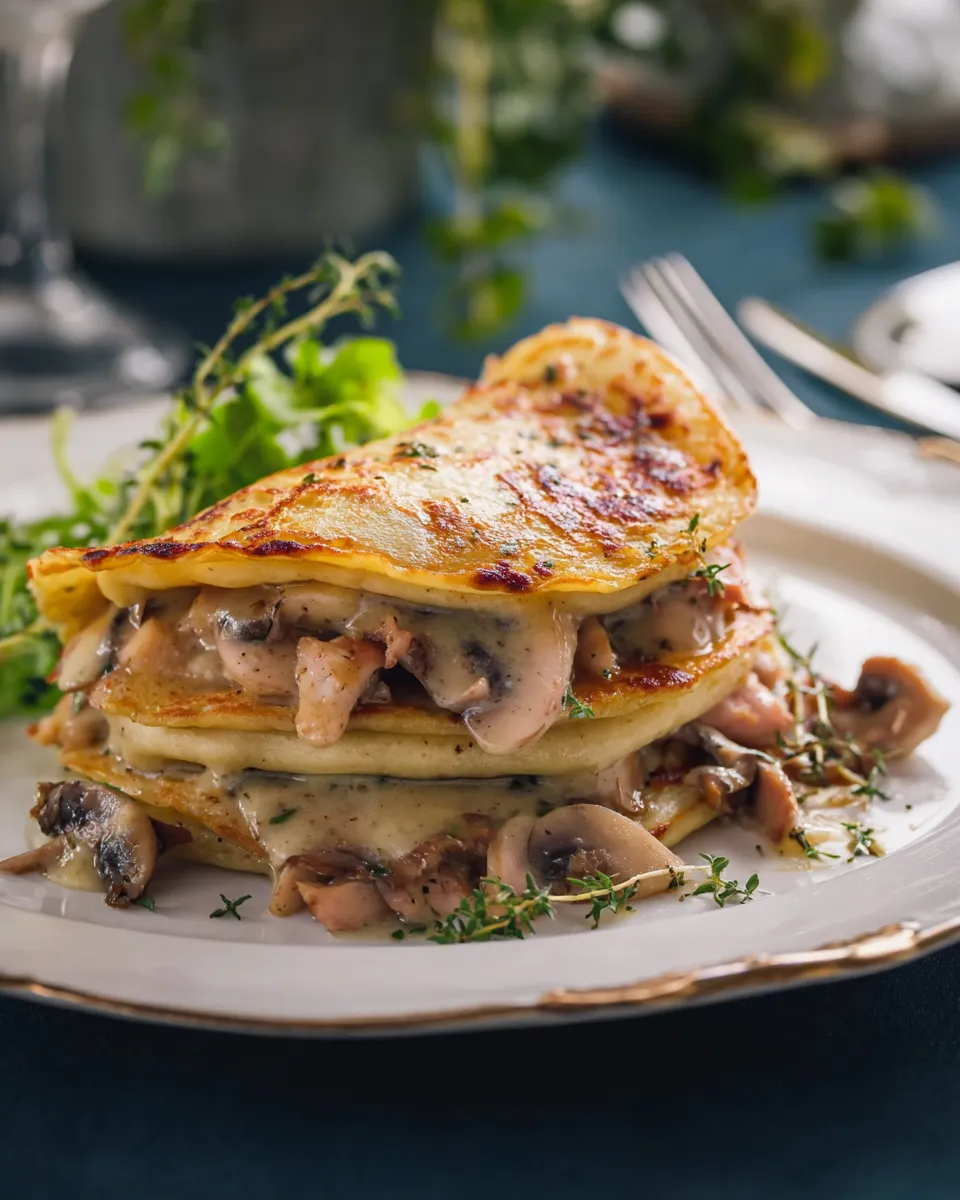 Chicken and mushroom pancakes recipe