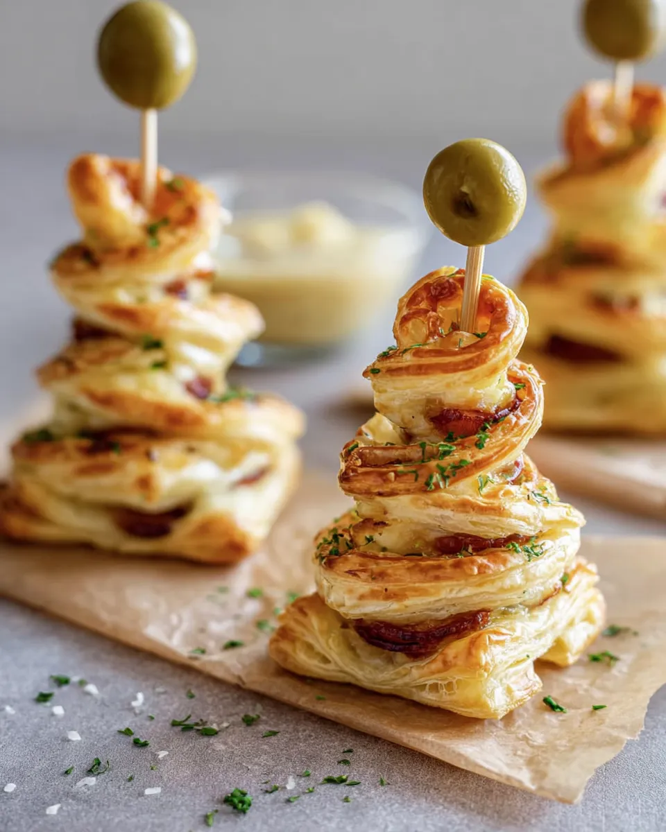 Savory Puff Pastry Christmas Tree Appetizers