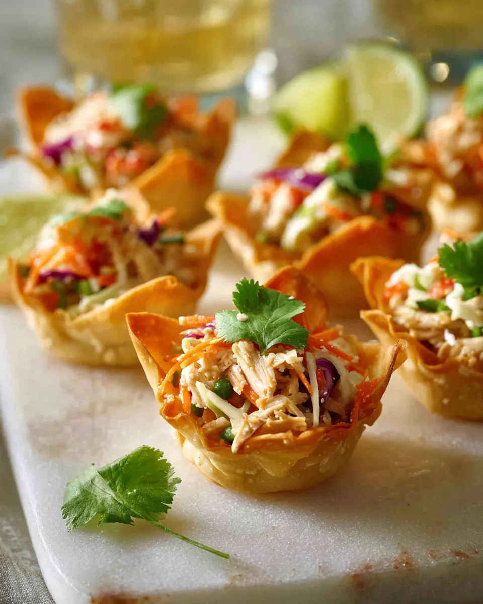 Thai Chicken Salad Wonton Cups