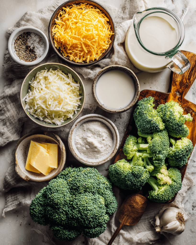Ingredients for Mediterranean pasta bake including penne pasta, zucchini, tomatoes, bell peppers, olives, and mozzarella