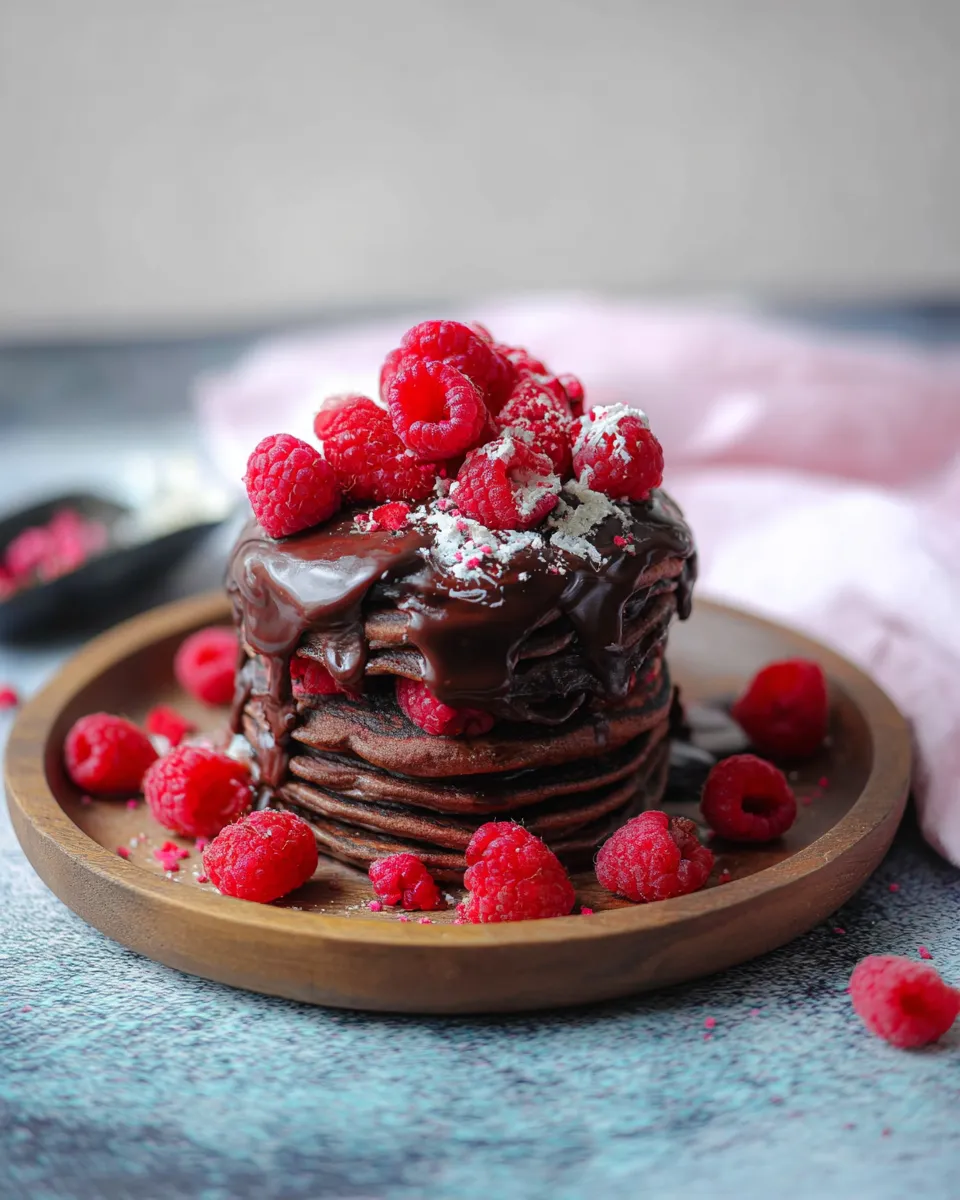 American Style Chocolate and Raspberry Pancakes