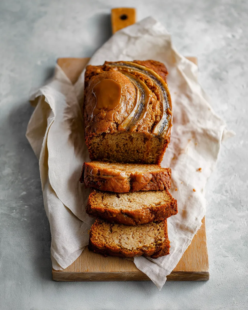 CARAMEL SWIRLED BANANA BREAD