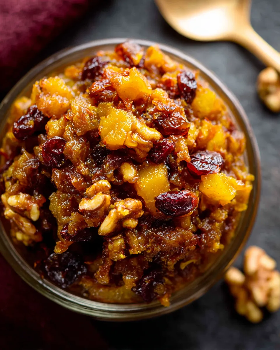 Easy Curried Apple Walnut Cranberry Chutney
