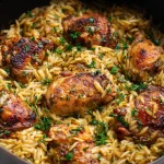 ONE POT GARLIC BUTTER CHICKEN ORZO.