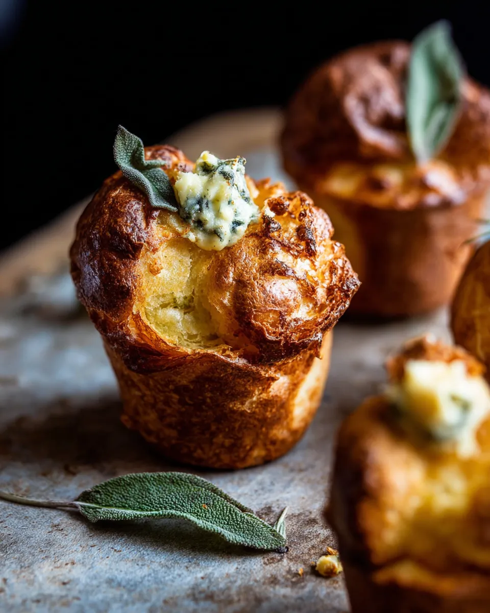 Parmesan Popovers with Crispy Sage Garlic Butter.