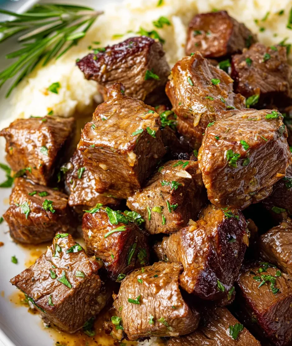 SLOW COOKER GARLIC BUTTER STEAK BITES