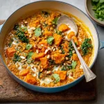 Sweet potato and red lentil curry