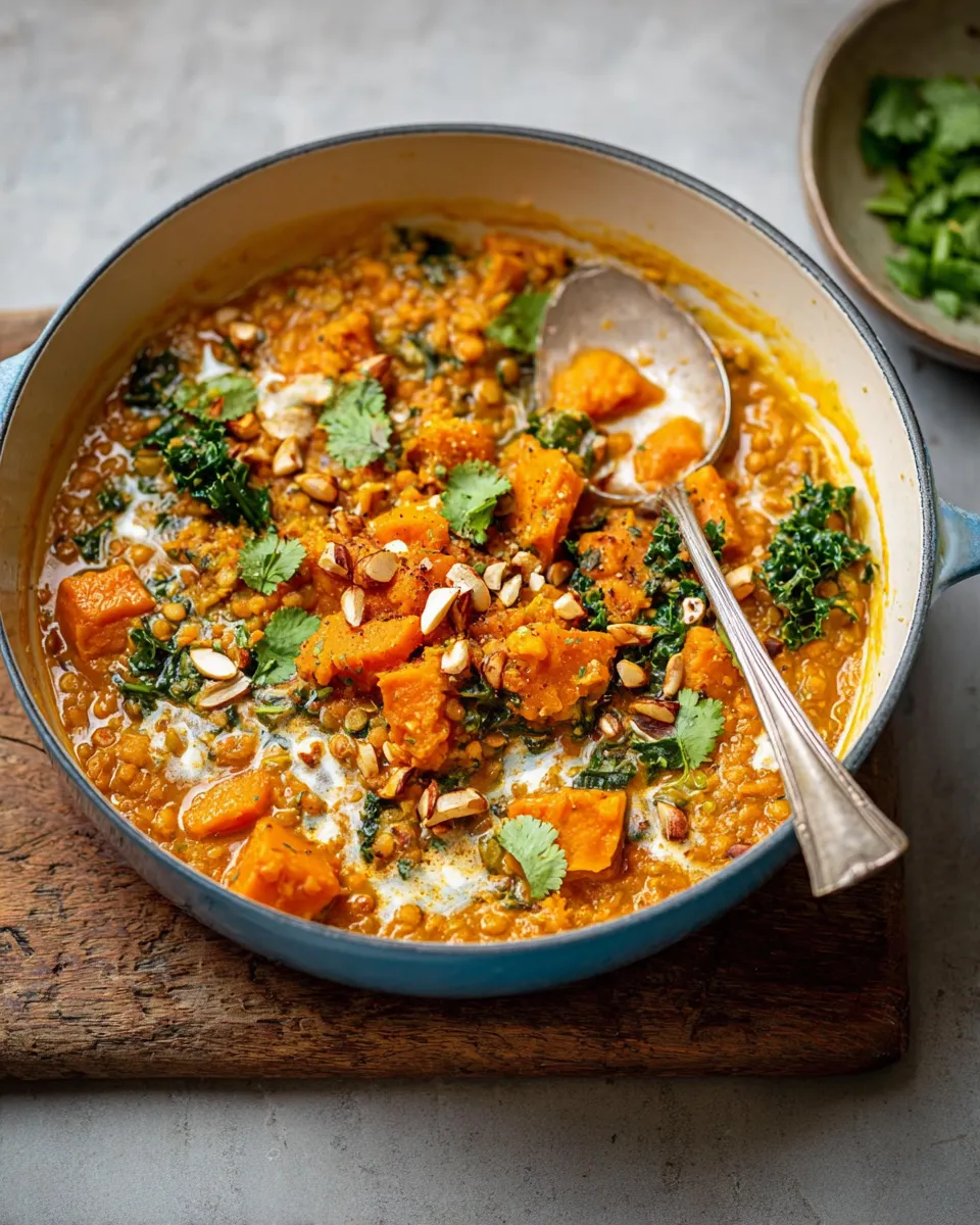 Sweet potato and red lentil curry