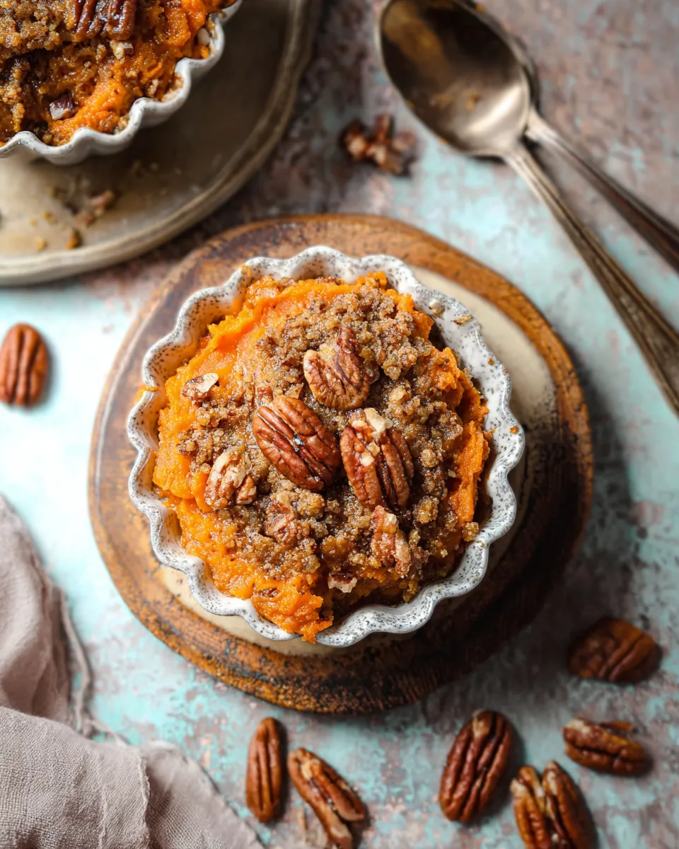 THE BEST SOUTHERN SWEET POTATO CASSEROLE WITH PECAN CRUMBLE