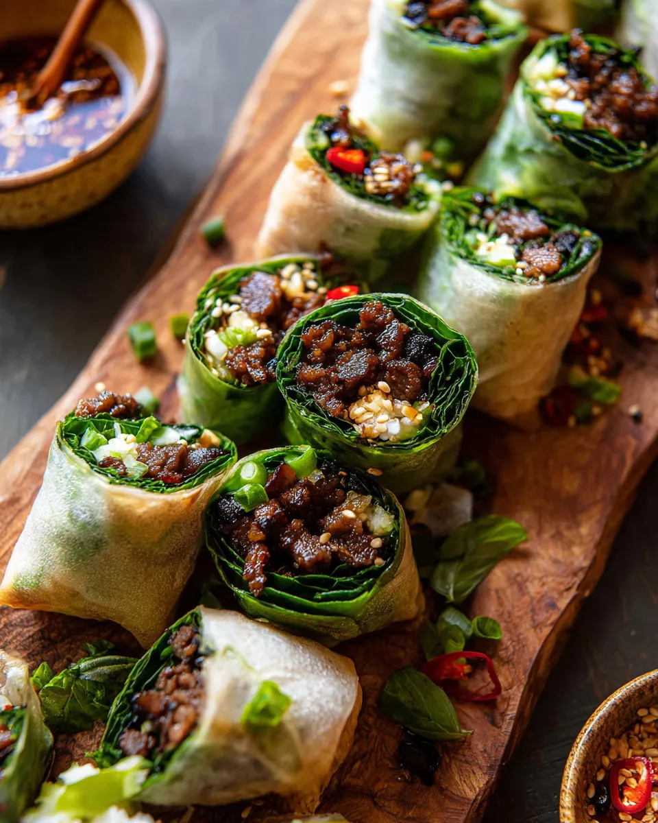 20 Minute Thai Basil Beef Rolls.