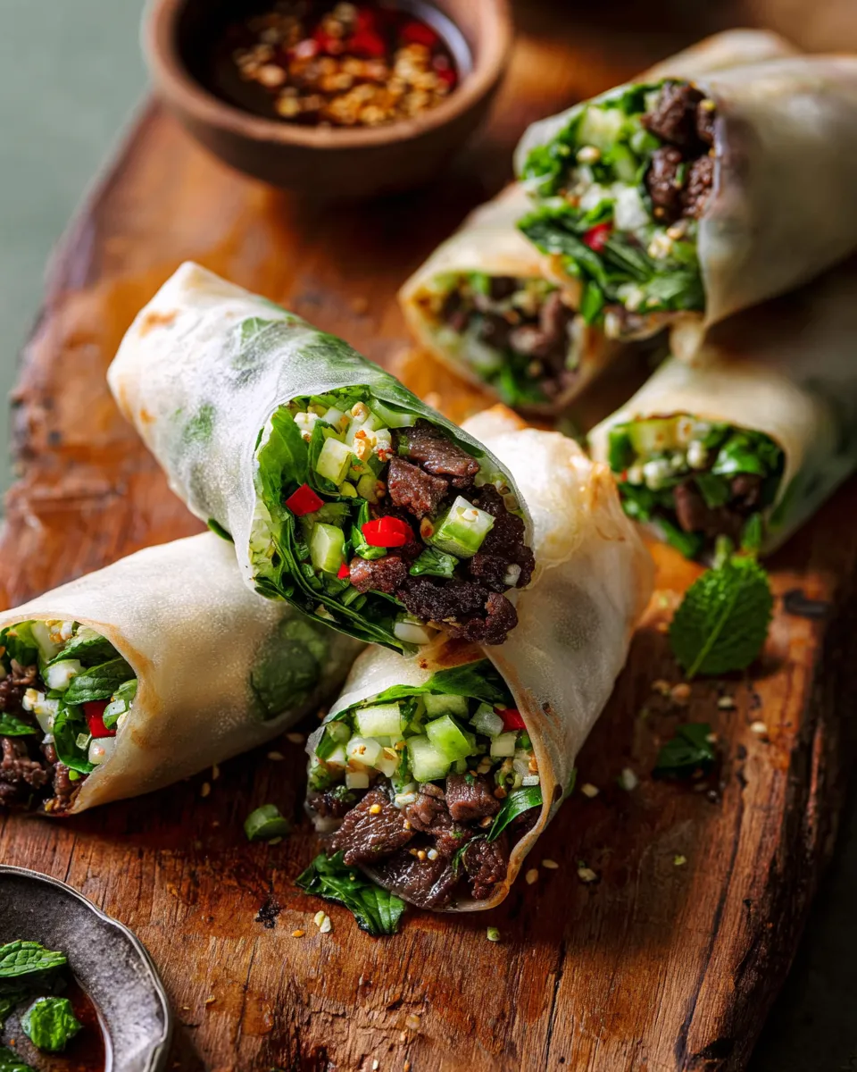20 Minute Thai Basil Beef Rolls.
