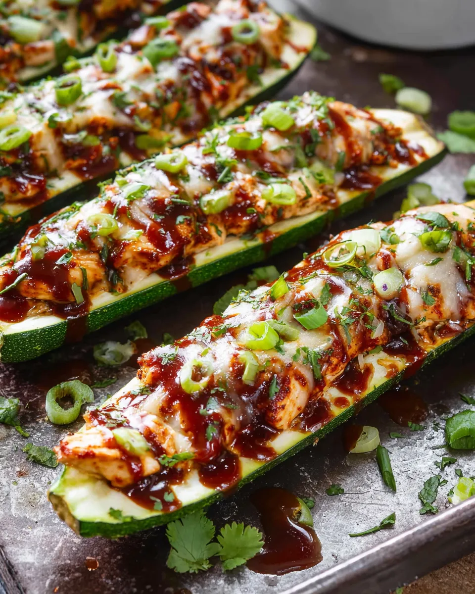Barbecue Chicken Zucchini Boats