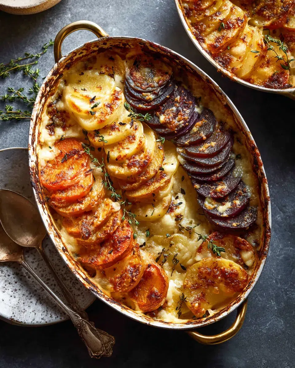 CHEESY ROOT VEGETABLE GRATIN