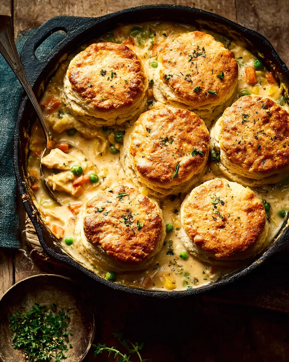 Chicken Pot Pie with Cheddar Bay Biscuits