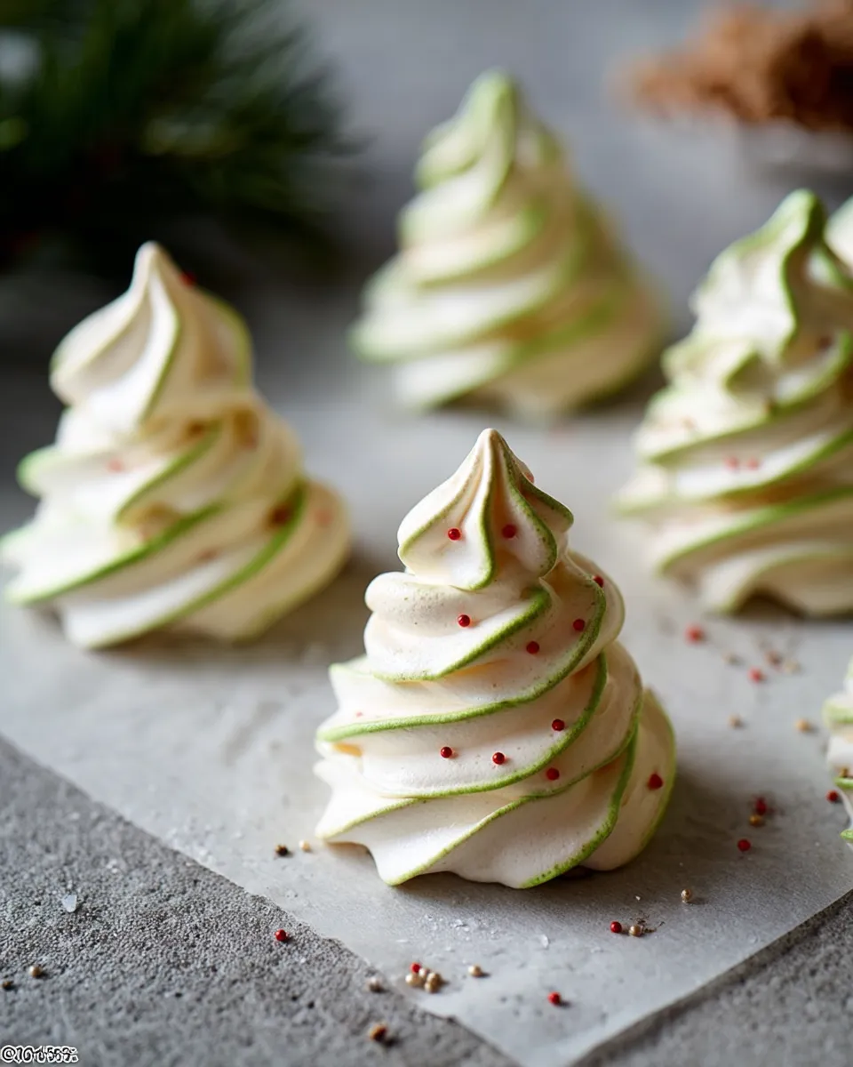 Christmas Tree Meringue Cookies