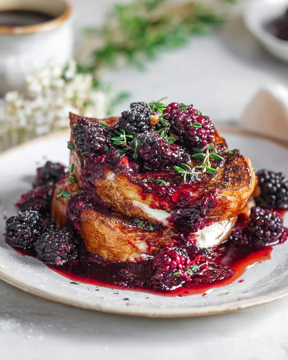 CREAM CHEESE STUFFED BLACKBERRY COMPOTE FRENCH TOAST