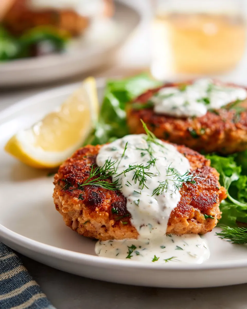 Easy Salmon Patties With Creamy Lemon-Garlic Sauce