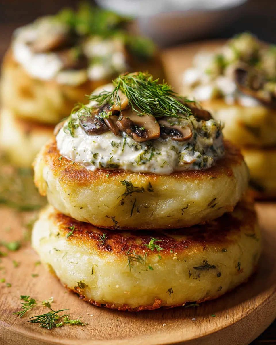 Mushroom Stuffed Potato Cakes