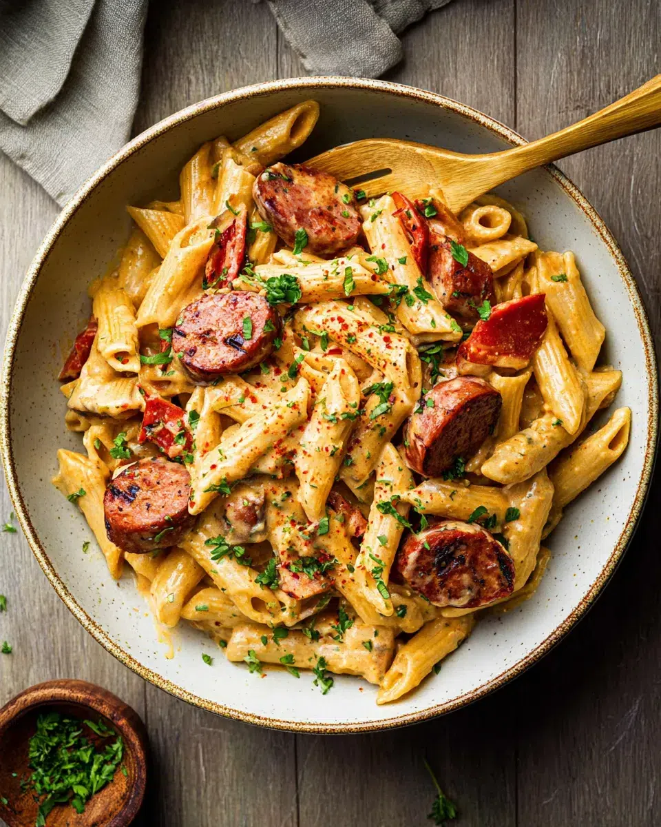 One Pot Creamy Cajun Sausage Pasta