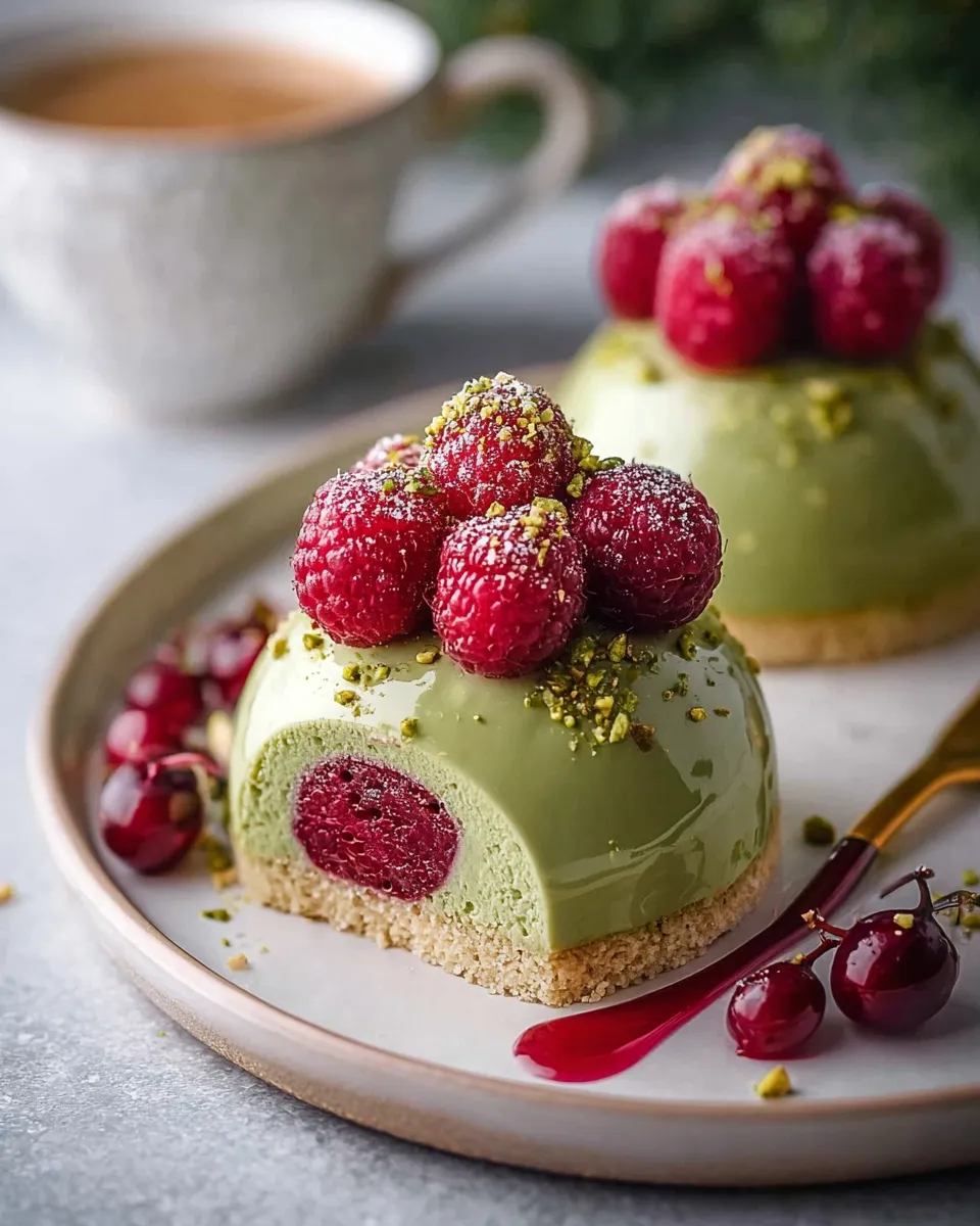Pistachio and Raspberry Cheesecake Domes Recipe