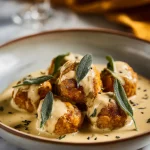 Pumpkin Chicken Meatballs in Sage Cream Sauce