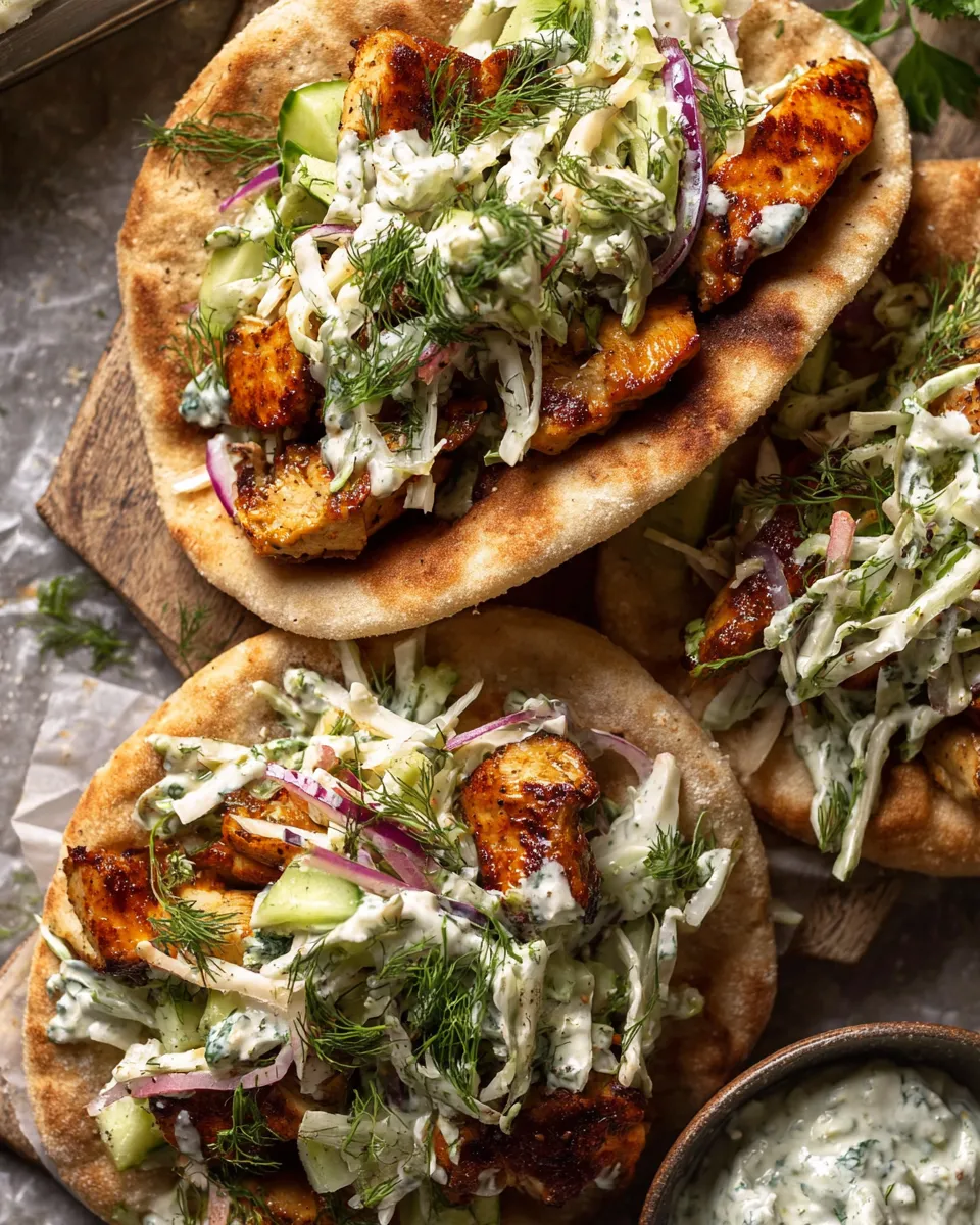 Sheet Pan Chicken Pitas with Herby Ranch Slaw