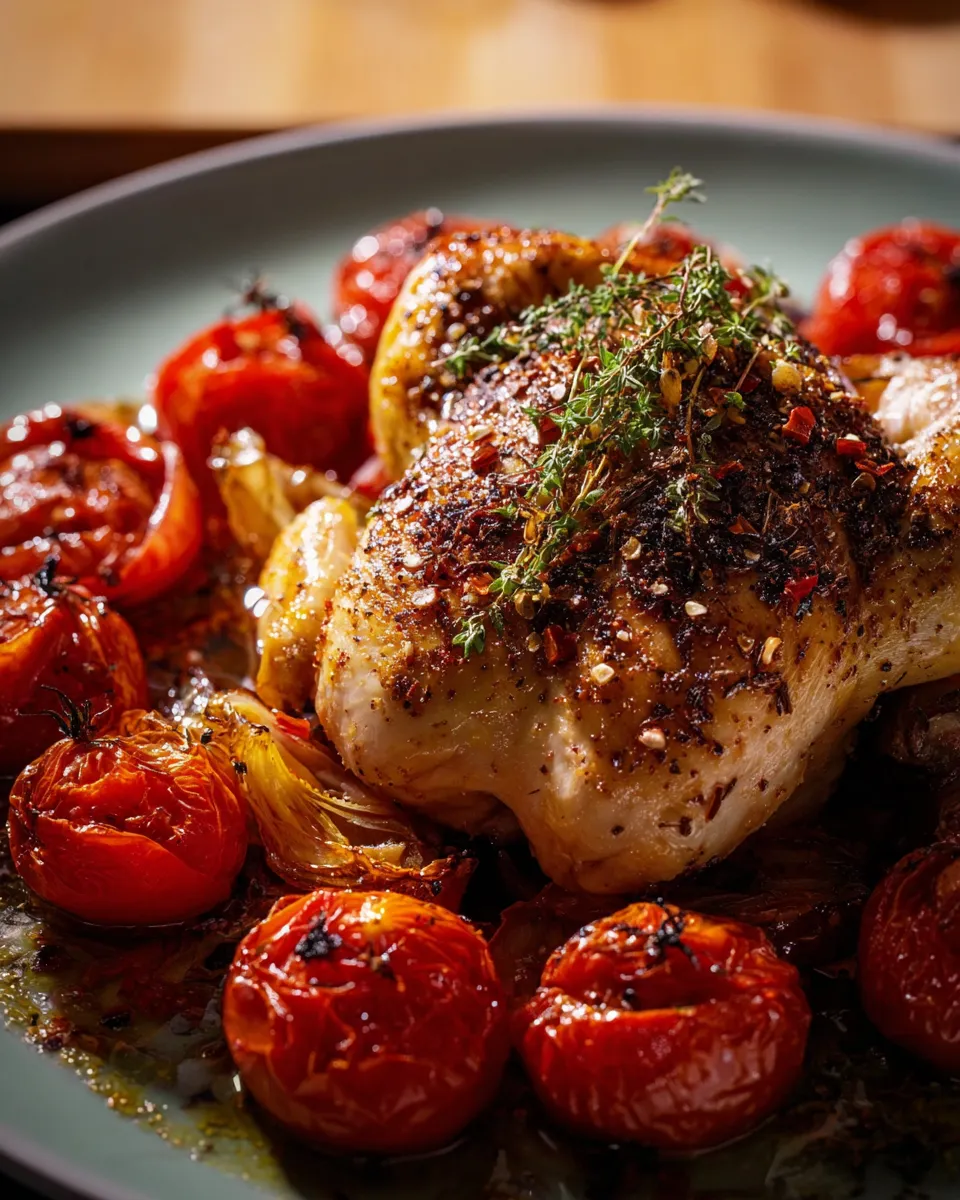Slow-Roasted Oregano Chicken With Buttered Tomatoes