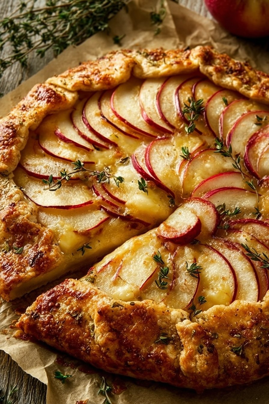 Apple Cheddar Galette with Crispy Herb