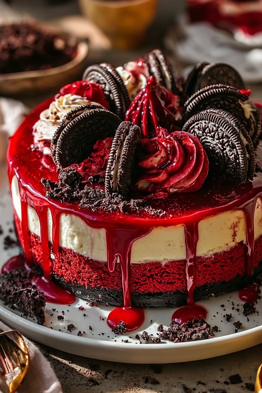 The Best Red Velvet Oreo Cheesecake