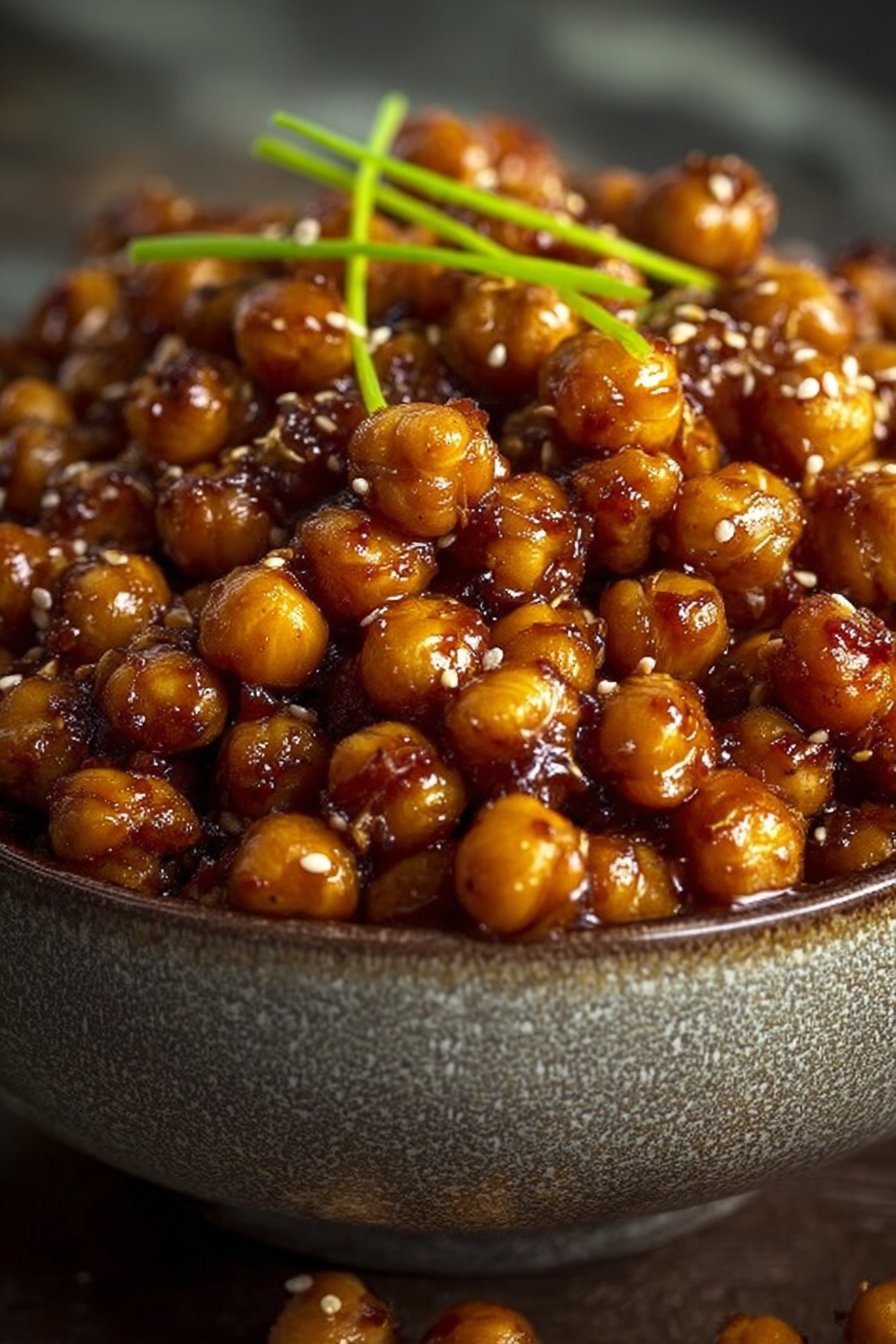 Vegan Sticky Sesame Chickpeas