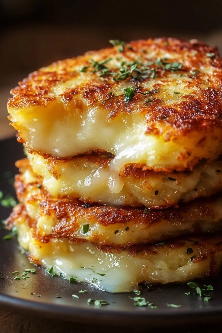 Delicious Potato and Onion Cheese Pancakes served on a plate