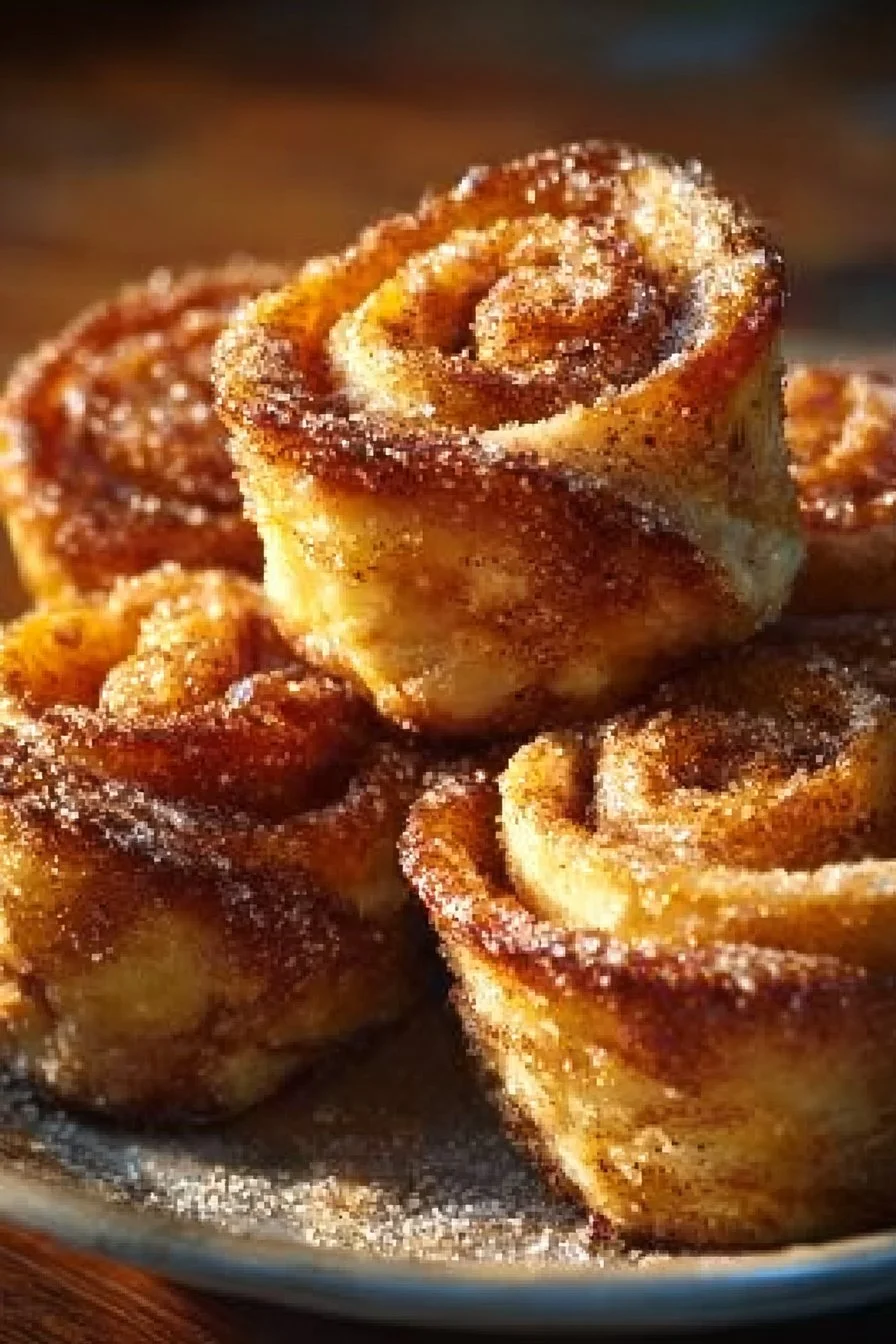 Freshly made cinnamon sugar tortilla rolls served on a plate