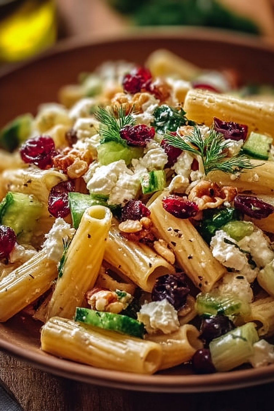 Rigatoni Salad with Feta and Cranberries