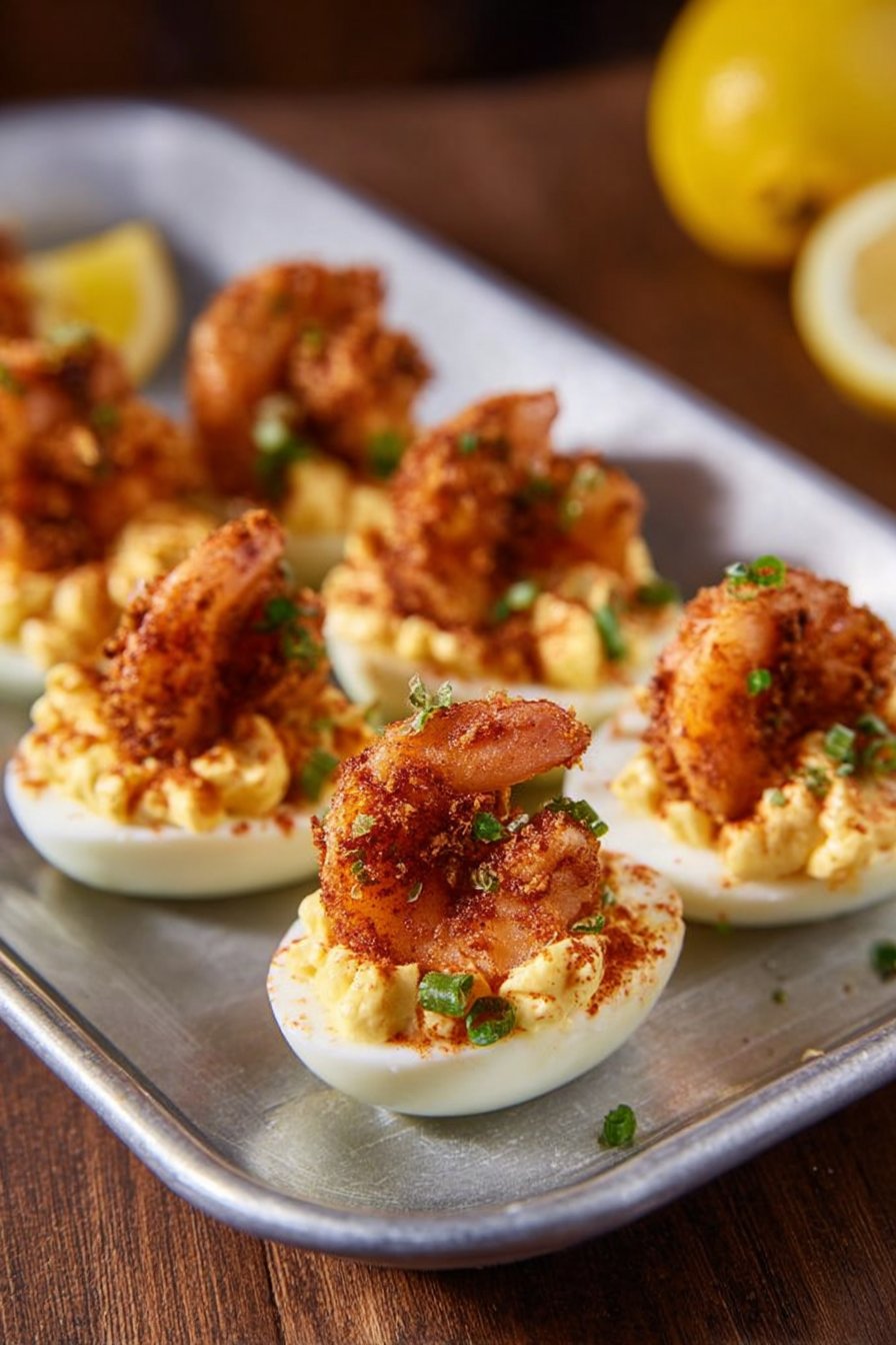 Fried Shrimp Deviled Eggs