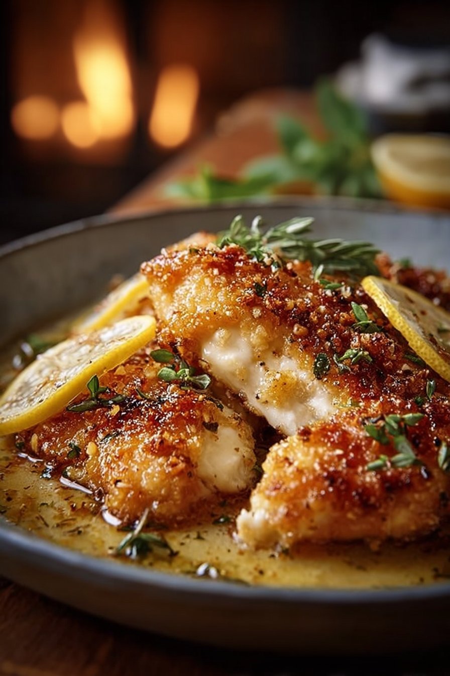 Irresistibly Crispy Zesty Lemon Pecorino Chicken Delight