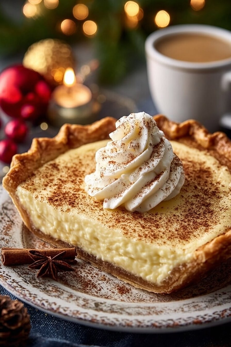 Christmas Eve Cinnamon-Vanilla Custard Pie – Creamy Holiday Dessert Magic