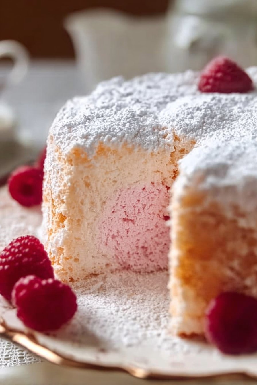 Raspberry Angel Food Cake