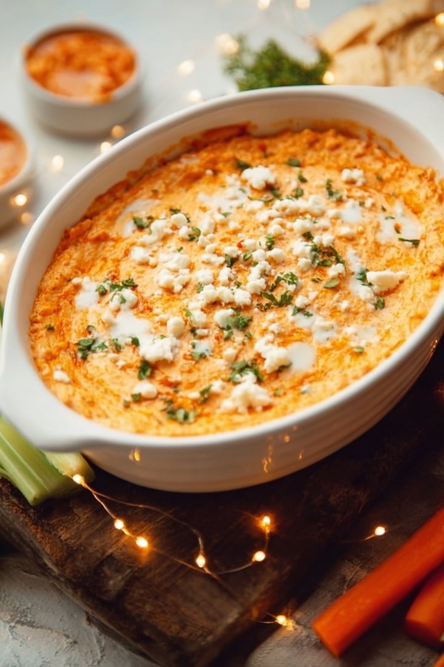 Healthy Cottage Cheese Buffalo Chicken Dip