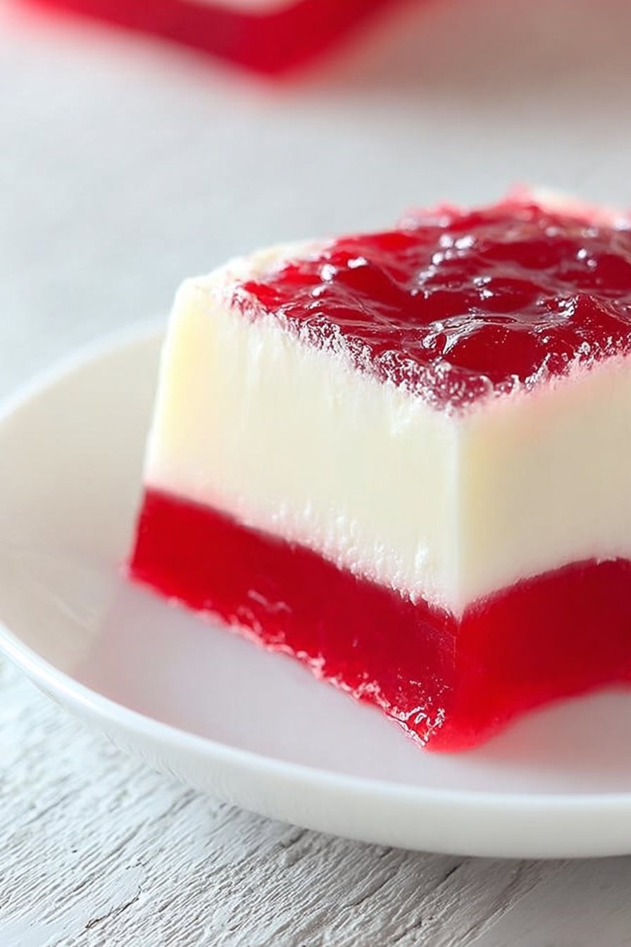 Vanilla Jello Salad with Cherry Pie Filling
