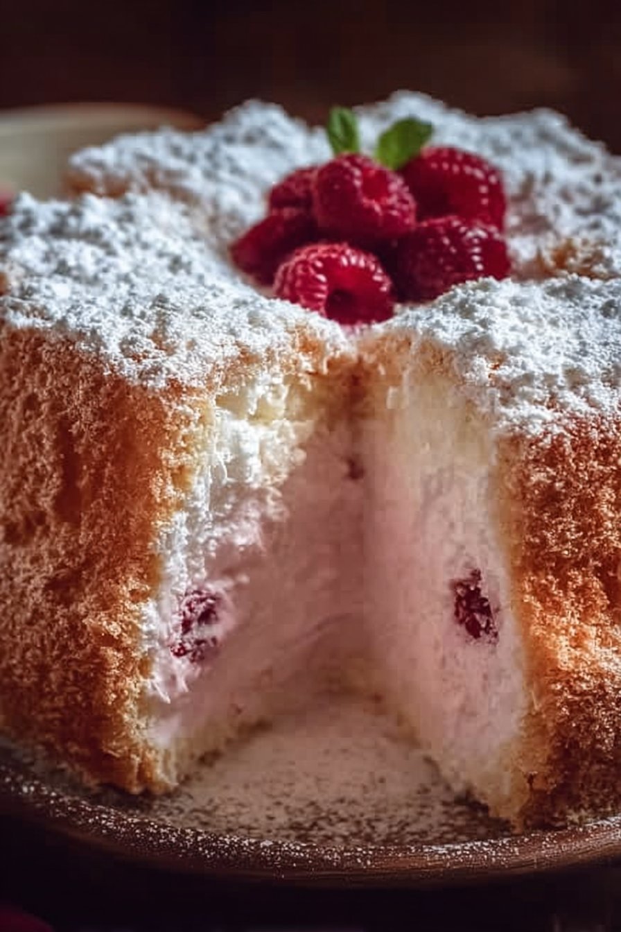 Raspberry Angel Food Cake