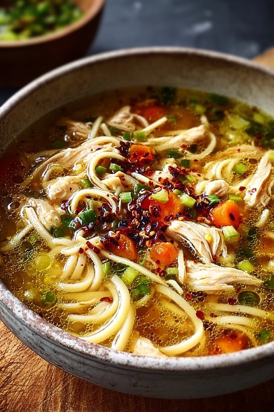 Classic Ginger Garlic Chicken Noodle Soup