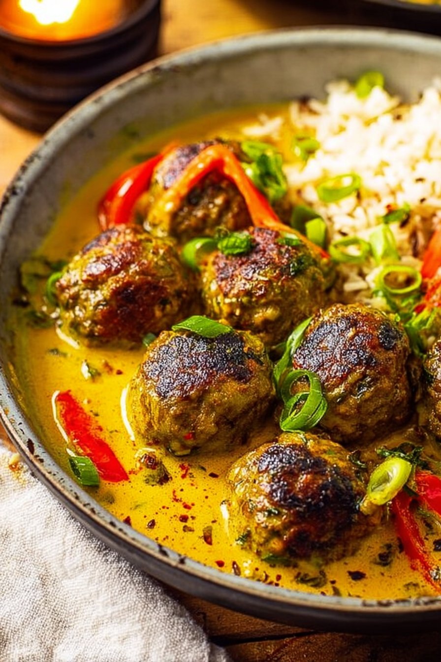 Jerk Meatballs in Coconut Curry Sauce