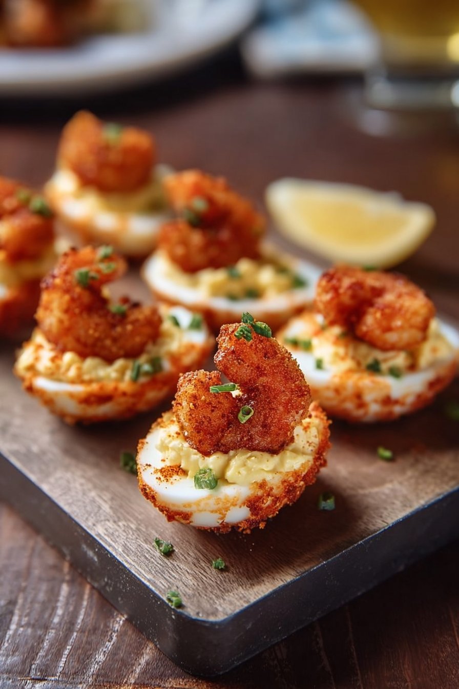 Fried Shrimp Deviled Eggs
