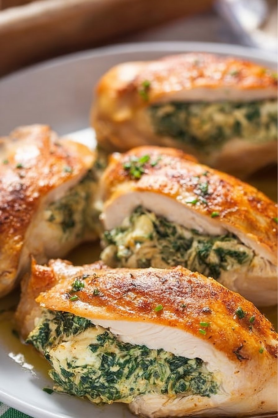 Spinach Stuffed Chicken Breasts - a healthy low carb dinner option!
