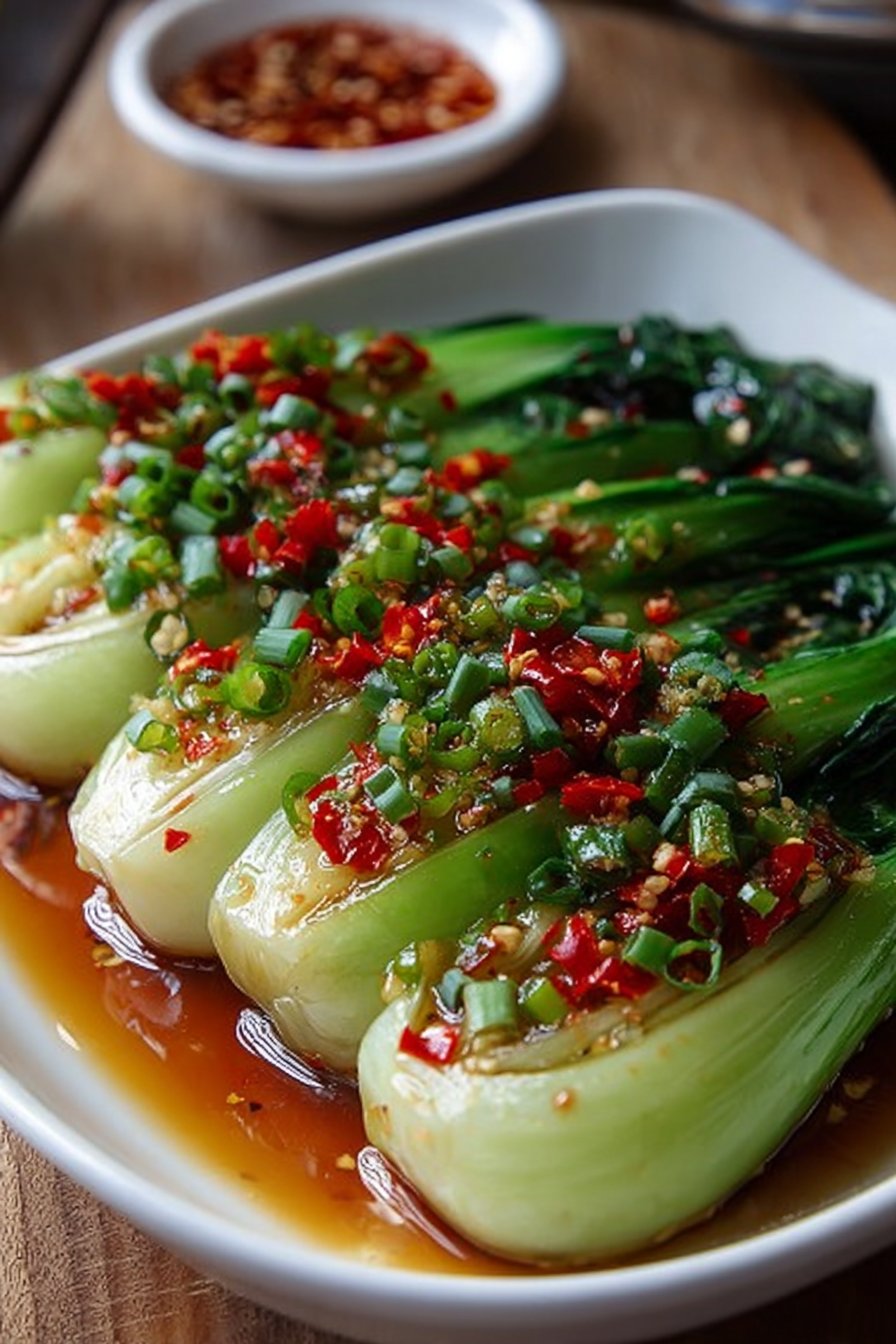 Quick Bok Choy with Ginger Chili Sauce