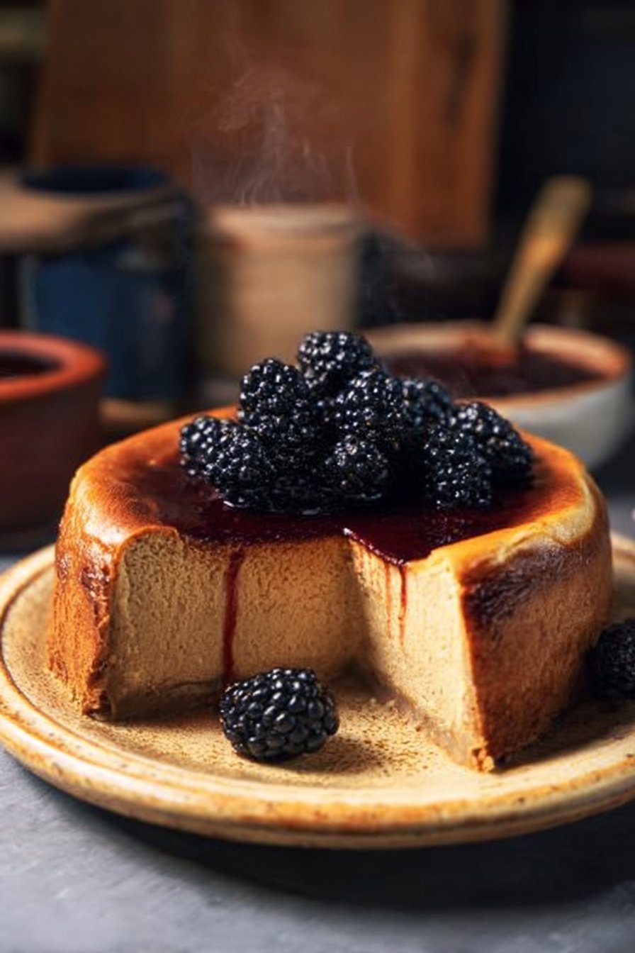 London Fog Basque Cheesecake with Blackberry